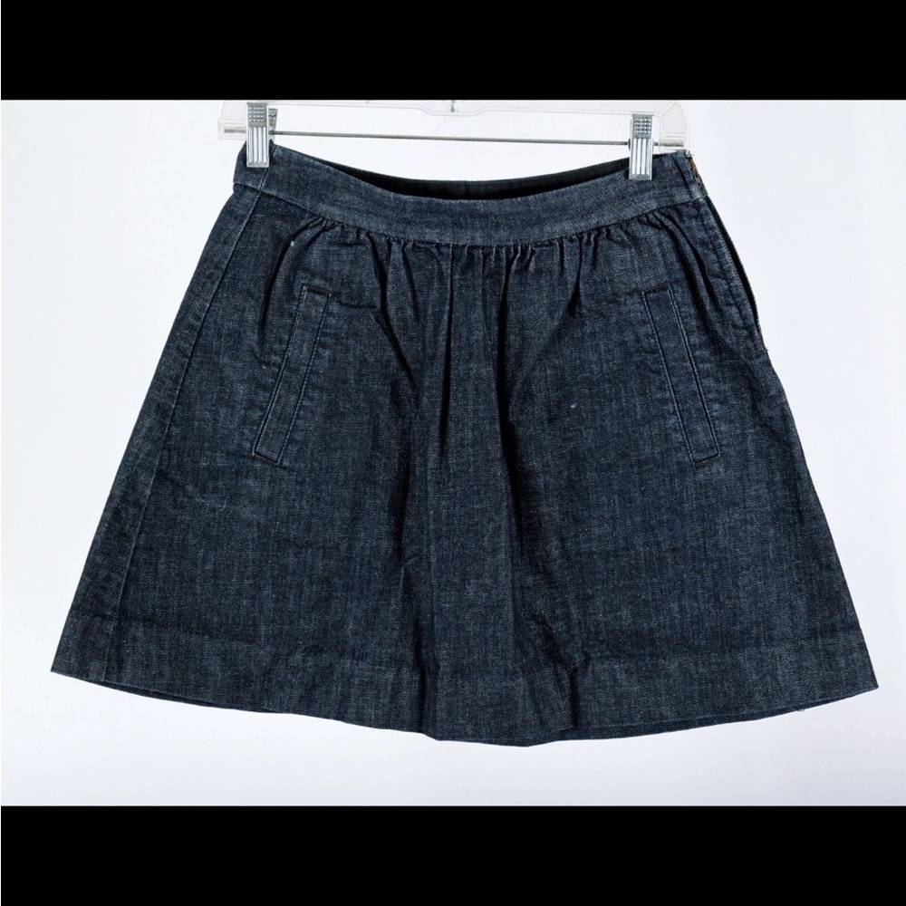 J. Crew Women’s Skirt 2 Blue Denim A Line Flared Pockets Cotton Stretch